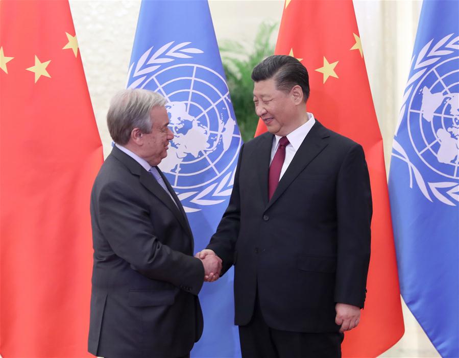 (BRF)CHINA-BEIJING-XI JINPING-UN CHIEF-MEETING (CN)