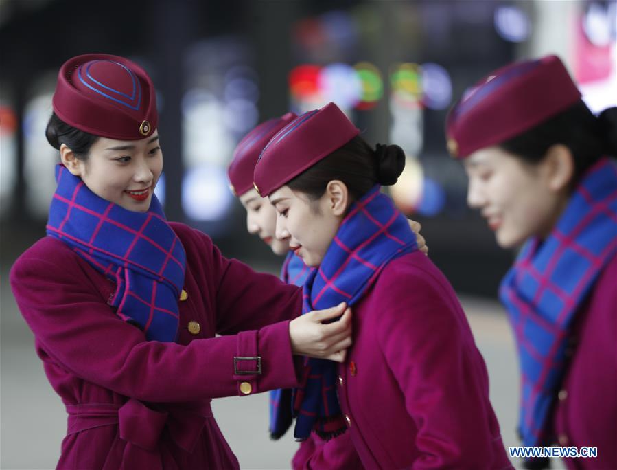 CHINA-CHONGQING-SPRING FESTIVAL TRAVEL RUSH-TRAINING-STEWARDESS (CN)