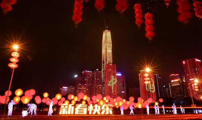 Lanterns illuminated to greet Spring Festival in Shenzhen