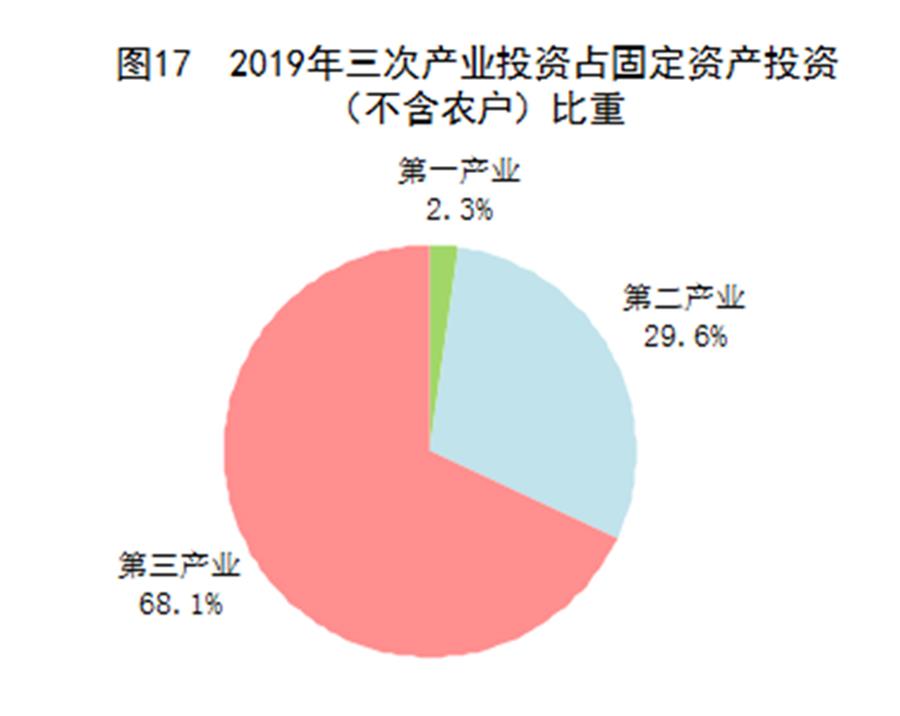 （圖表）［2019年統(tǒng)計(jì)公報(bào)］圖17 2019年三次產(chǎn)業(yè)投資占固定資產(chǎn)投資（不含農(nóng)戶）比重