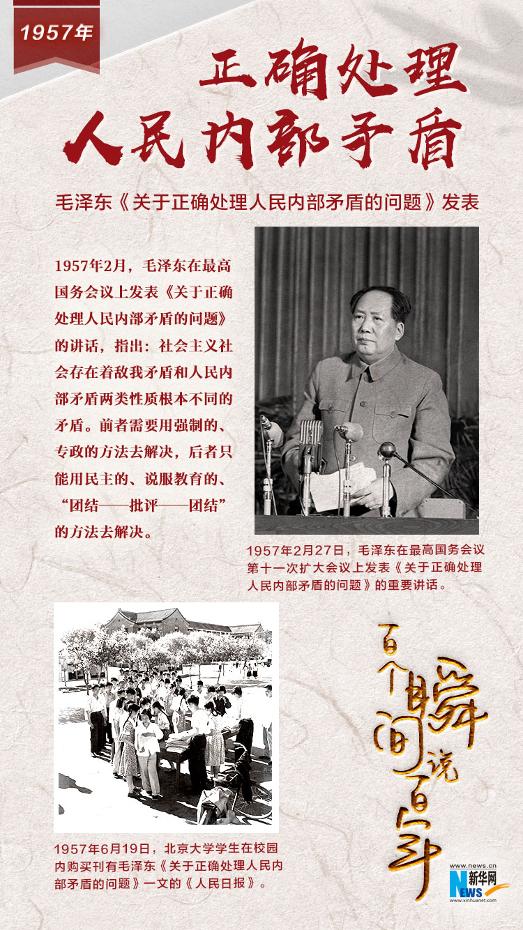 1957，正確處理人民內(nèi)部矛盾